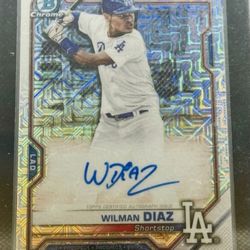 Really Nice 2021 Bowman Chrome Ŵilman Diaz MOJO Auto Refractor Card
