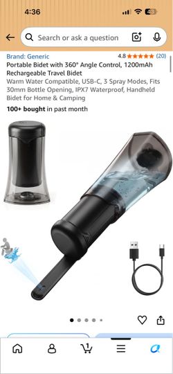 Portable Rechargeable Travel Bidet