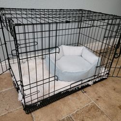 Brand new 30" Med' Lrg  Dog -Cat Crates,  2 Door Folding Puppy Kennels Animal Cage With Tray $50 /Add A Bed $10  Jaula De Mascota 