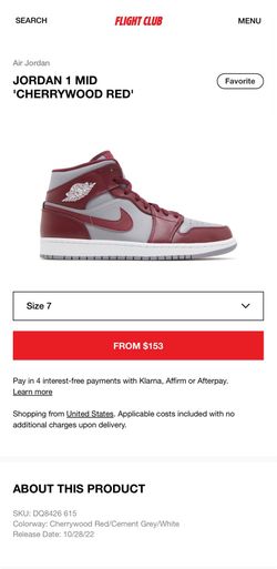 JORDAN 1 MID 'CHERRYWOOD RED'