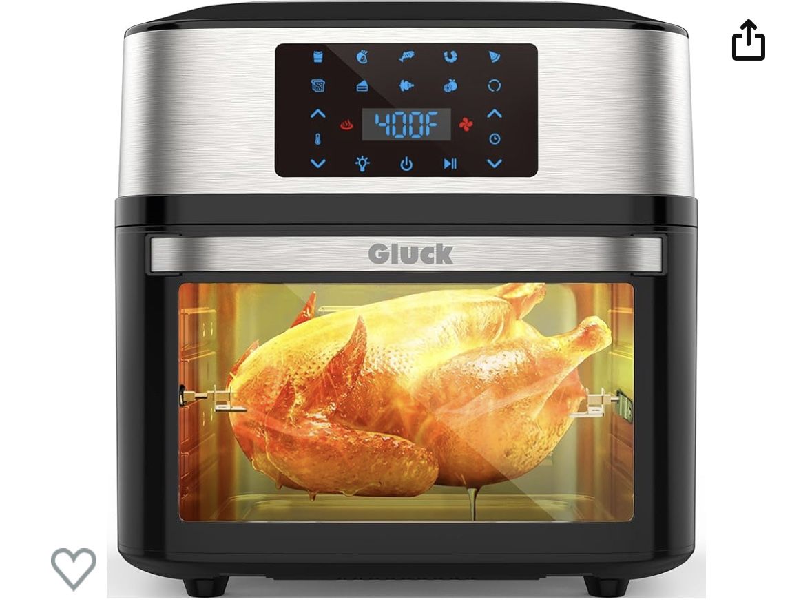 GLUCK Air Fryer Oven, 10-in-1 20 QT Airfryer Oven with Visible Cooking Window, Large Air Fryer Toaster Oven Combo with Recipes & 13 Accessories, ETL C