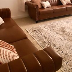 Brown Leather Sofa Set