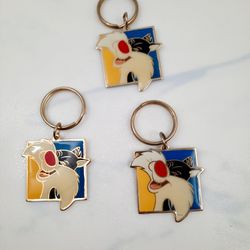 Vintage 1993 Warner Bros Looney Tunes Sylvester The Cat Metal Keychain