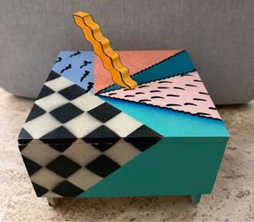 1980s Post Modern Memphis Style Lacquered Handmade Box by Hollis Fingold