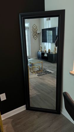 Large Black Framed Full-Length Floor Mirror