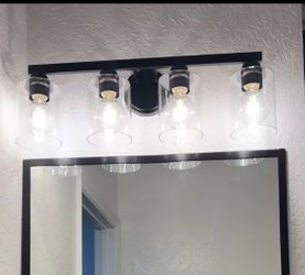 30 in. 4-Light Matte Black Modern Wall Bathroom Vanity Light Fixture
