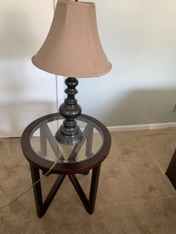 Glass End Table and Lamp (Two Lamps/Tables)