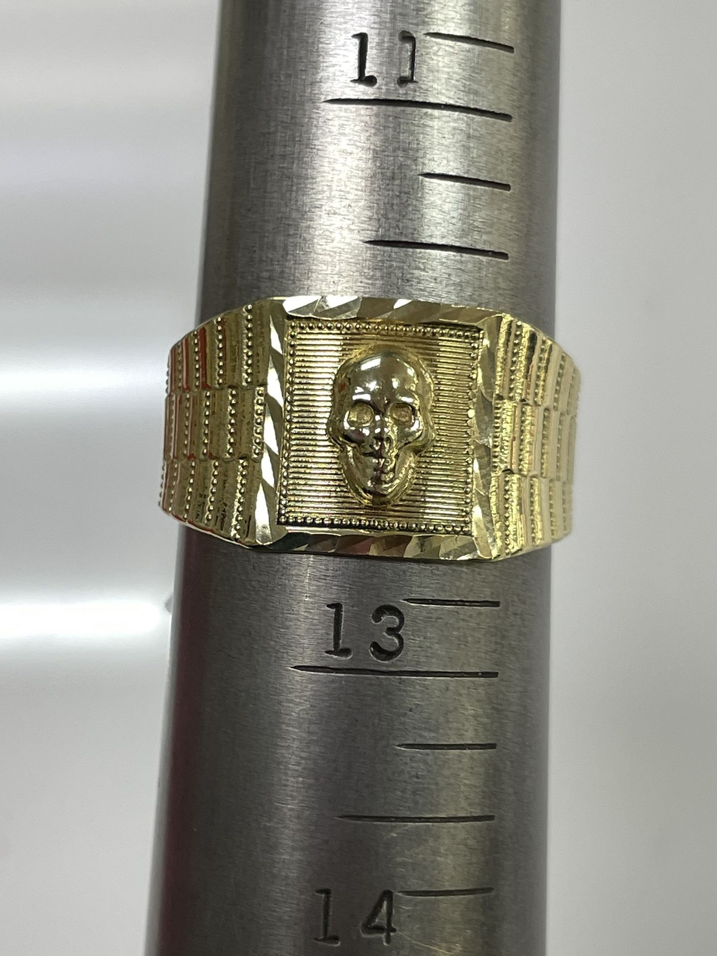 Yellow gold skull head ring 149895-1 