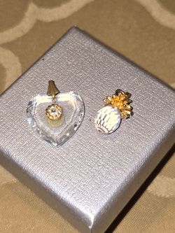 Vintage 1970 Crystal Heart and 1980s Pineapple pendant charm.