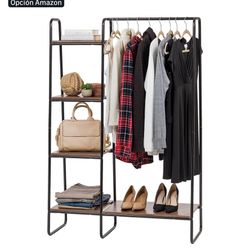 Iris Clothing Organizer Metal With Wooden Shelves. 