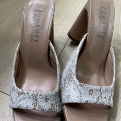 🚩🔶 White lacy Women 6.5 Pumps heels (Dressy/Evening /any occasions)
