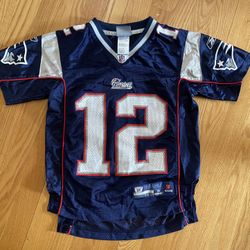 NFL New England Patriots Tom Brady 12 Reebok Blue Jersey Youth L