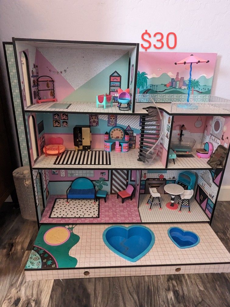 LOL Surprise Home Sweet with OMG Doll– Real Wood Doll House Dollhouse