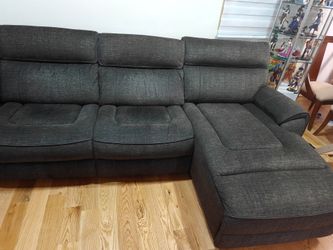Dark Gray Fabric Sectional Sofa with Chaise