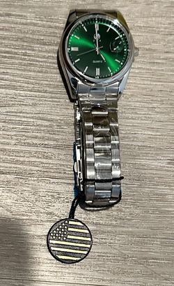AJ - U.S.A Silver And Green Watch Quartz Movement With Tags