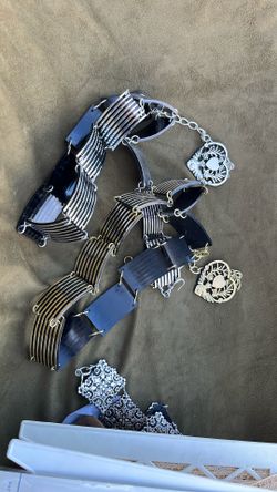 Belt, Stripe Design With Heart Centerpieces