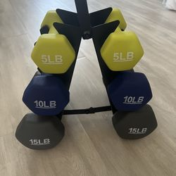 60 Pound Dumbbell Set With Rack- New