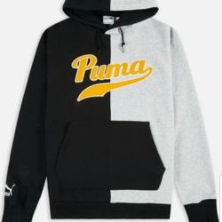 PUMA TEAM COLORBLOCK MEN'S PULLOVER THICK HEAVYWEIGHT HOODIE SWEATER SIZE LARGE LIGHT HEATHER GREY/BLACK BRAND NEW WITH TAGS CHECK OUT MY OFFERS. 