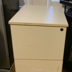 Wood File Drawer on Wheels Off White $25