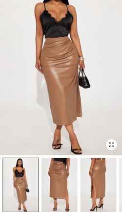 New Fashion Nova Faux Leather midi skirt XS