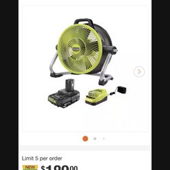 Ryobi Hybrid Whisper Misting Fan 14 Inch - 18V