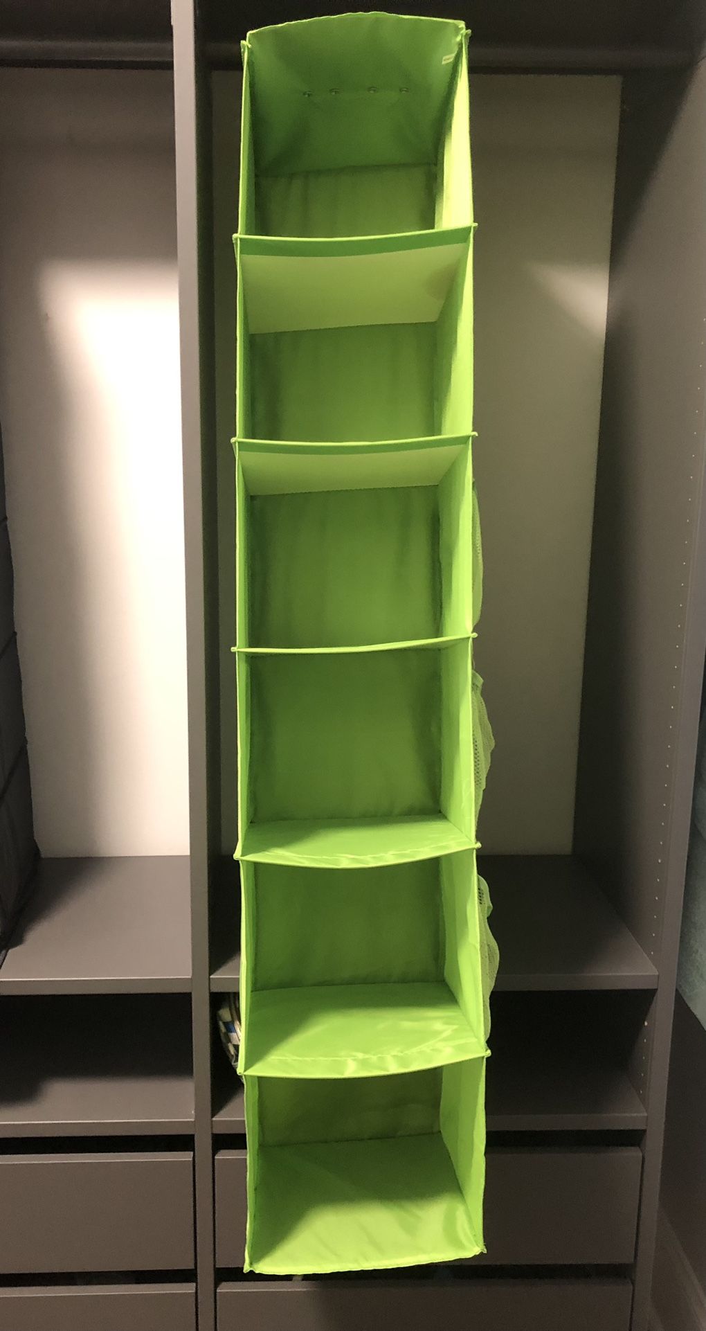 6-shelf hanging closet organizer with pockets