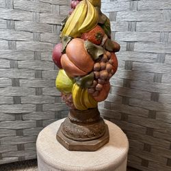 Vintage Fruit Sculpture Decor with Brass Base