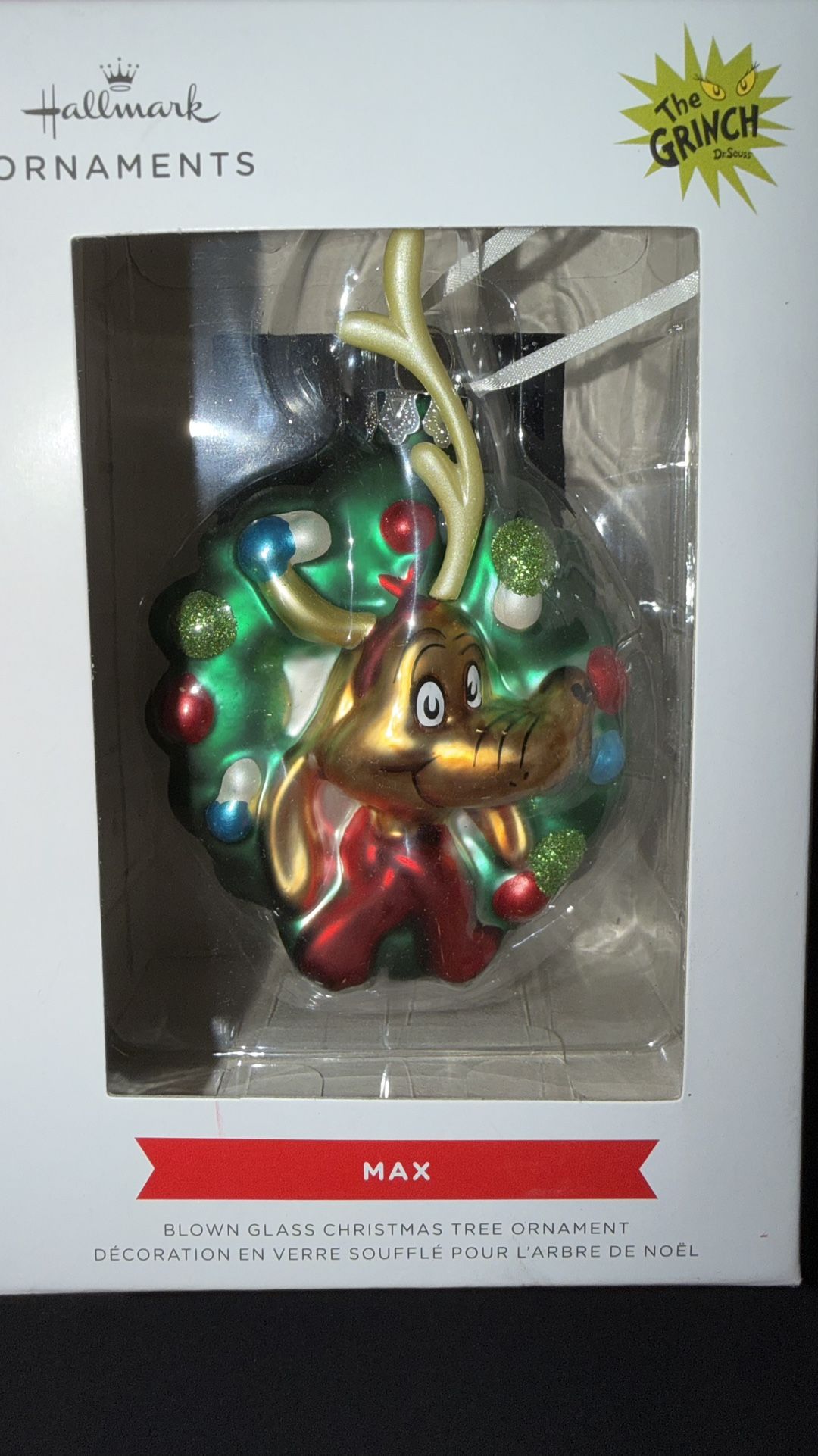 GRINCH Hallmark Max Glass Ornament