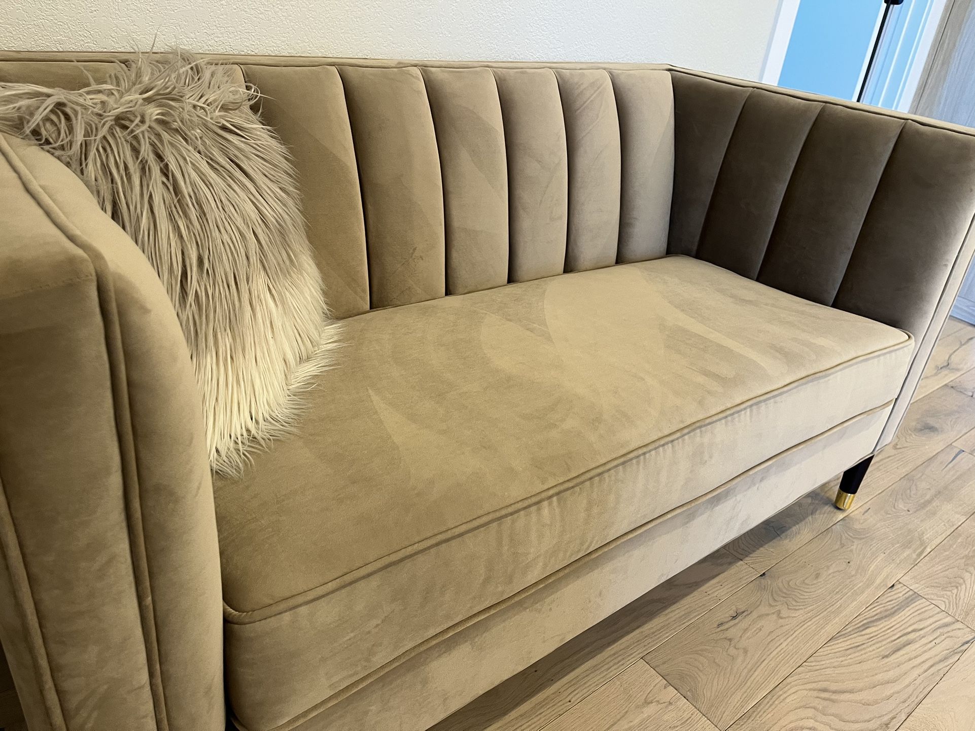 Leanna Channel Tufted Velvet Loveseat (World Market)