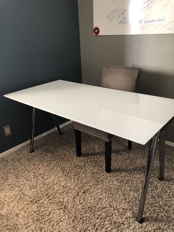 Ikea Big Glass White Adjustable Desk For Sale In Riverside Ca