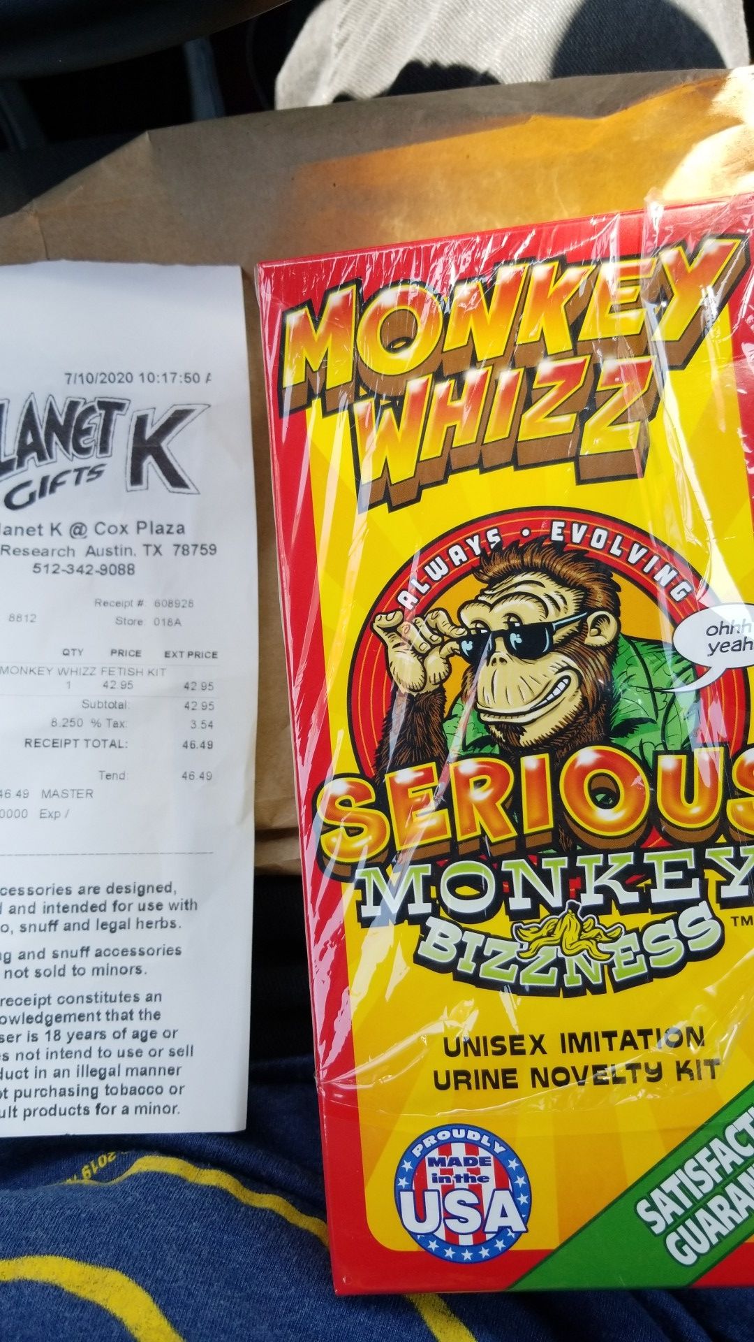 Monkey whizz fake urine kit