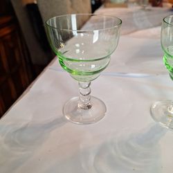 Vintage Lime Green Cocktail Glass Set Of 2