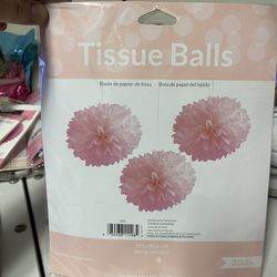 New Classic Pink Tissue Paper Balls 16” Party Decor 3 Pack!