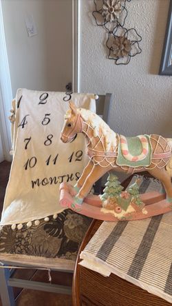 Sparkling Ceramic Rocking Horse and 12 months blankly