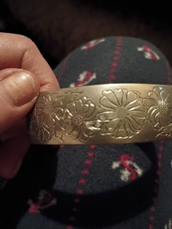 Engraved Pewter Cuff Bracelet Adjustable