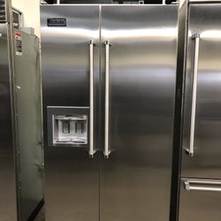 Viking 42” Stainless Steel Built In Side By Side Refrigerator 