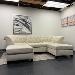 Double Chaise Off White Sectional Sofa - Delivery Available!