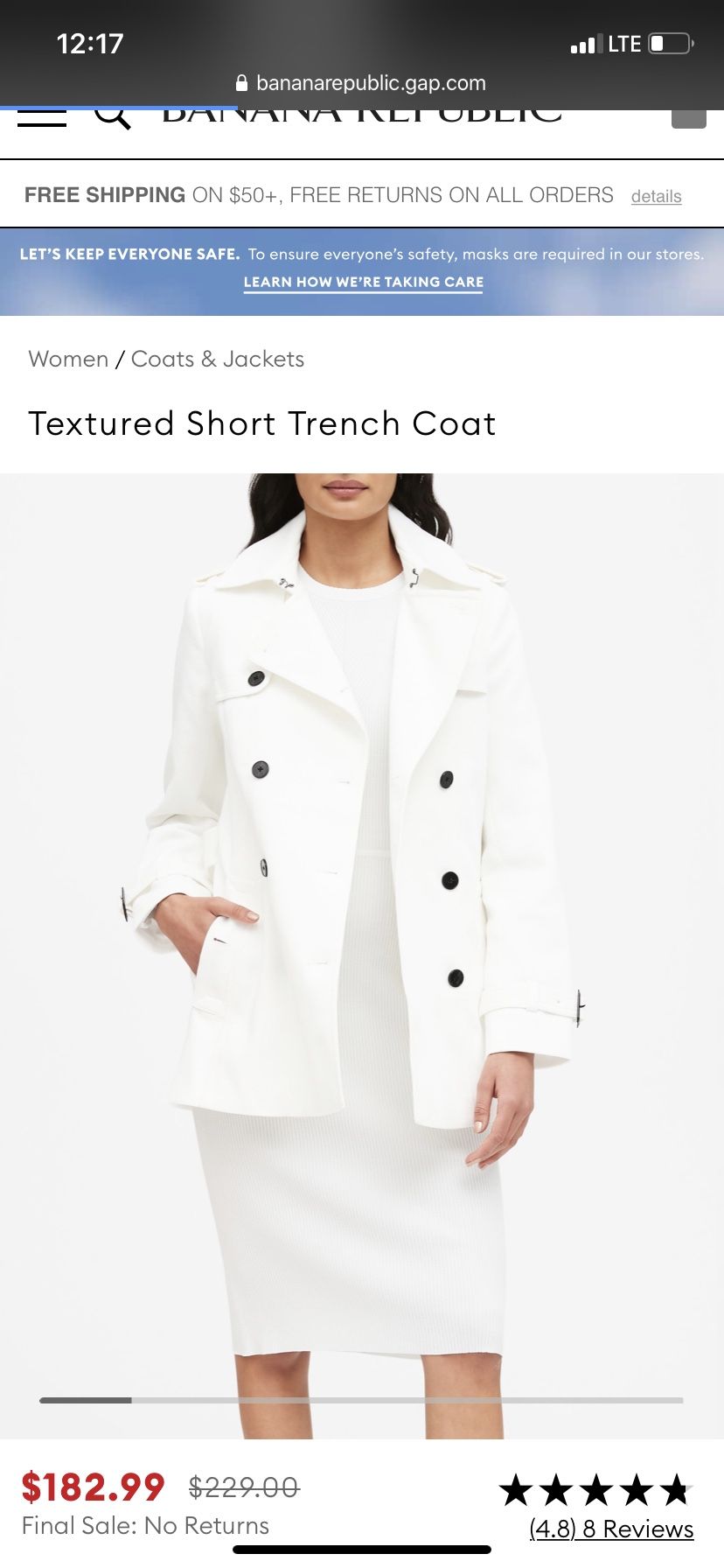 Banana republic short trench