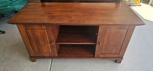 Wood TV Stand Media Console with Cabinet Storage