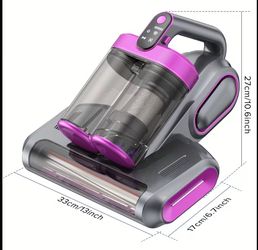 Wireless Mattress Vacuum Cleaner with 18Kpa Suction Power, Dual Cup Portable Handheld Vacuum Cleaner with 253.7 Nm UV Lamp And 80000Rpm Rotating Sound