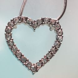 Sparkly Rhinestone Heart Valentine's Day Necklace 