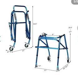 🌹$45 P50#21 Folding Adjustable Walker Small Aluminum Walker w/ Wheel for Seniors & Children🌹55
