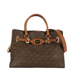 MICHAEL KORS SIGNATURE COATED CANVAS LARGE EAST WEST HAMILTON BAG