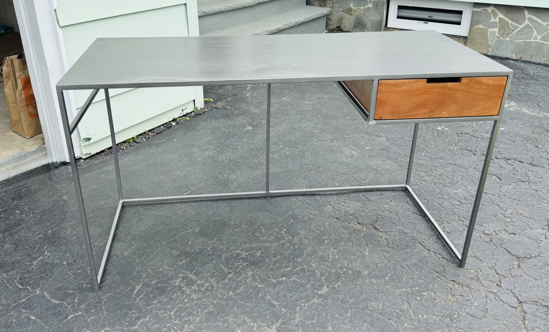 Metal Desk With Wooden Drawer