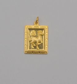 24K Yellow Gold Horse Pendant Chinese Zodiac 21.7x17.7mm Pure Gold Charm