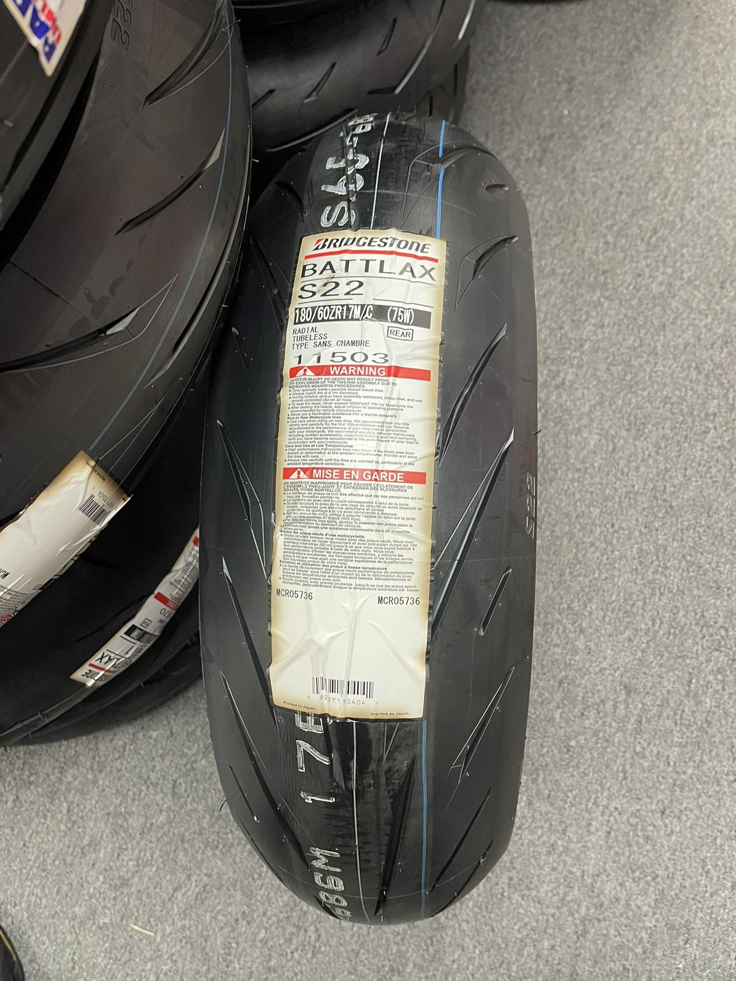 Bridgestone S22 180/60-17 New Rear Tire