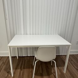 IKEA White Desk & Chair Set – Clean / Like New