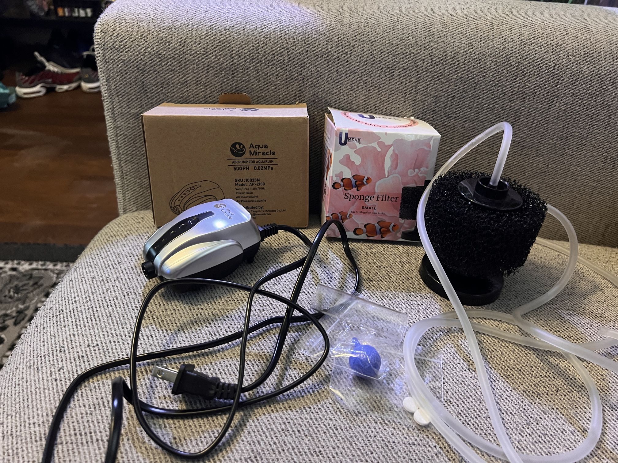 Air Pump & Sponge Filter Bubbler Combined