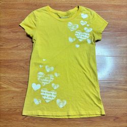 Vintage Y2K Aeropostale Heart Yellow Baby Tee Size XL