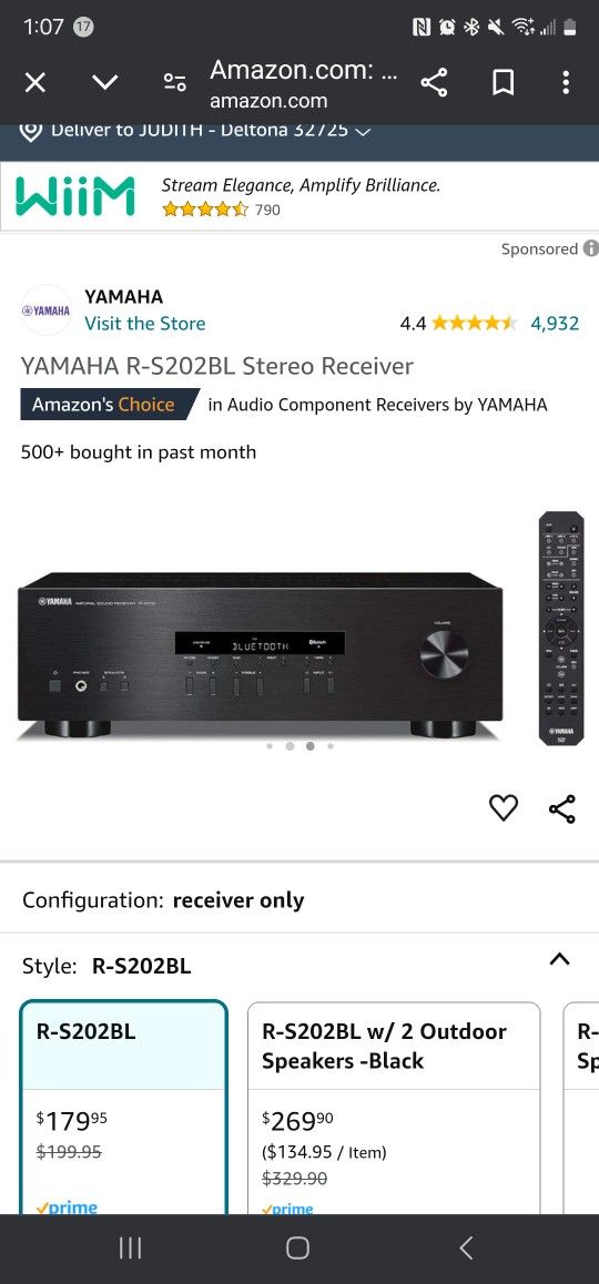 YAMAHA NATURAL SOUND RECEIVER STEREO BL
